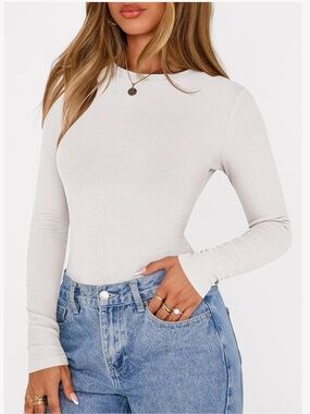Classic Crewneck Long Sleeve Bodysuit - White
